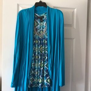 INC turquoise top. Cover up and top.